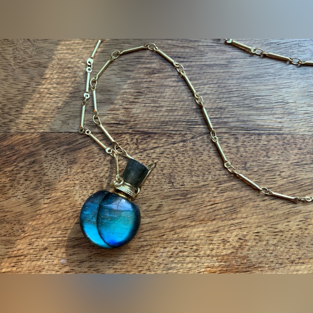 Danielle Gerber Labradorite Crystal Potion Bottle Essential Oil Necklace